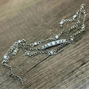 Nomad Silver Tone Light Purple Stones Three Strand Bracelet